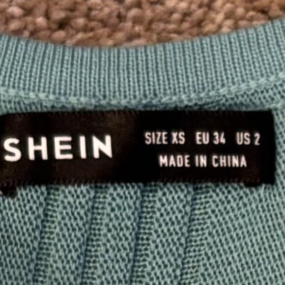 NWOT WOMEN’S SHEIN SHORT SLEEVE AQUA KNIT MAXI DRESS – SIZE XSMALL (2) - Picture 3 of 6